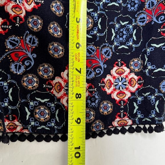 Vintage Mudd Open Back Crop Top Lace Hem Navy Boho Print 90s Y2K Size XS - Picture 8 of 8